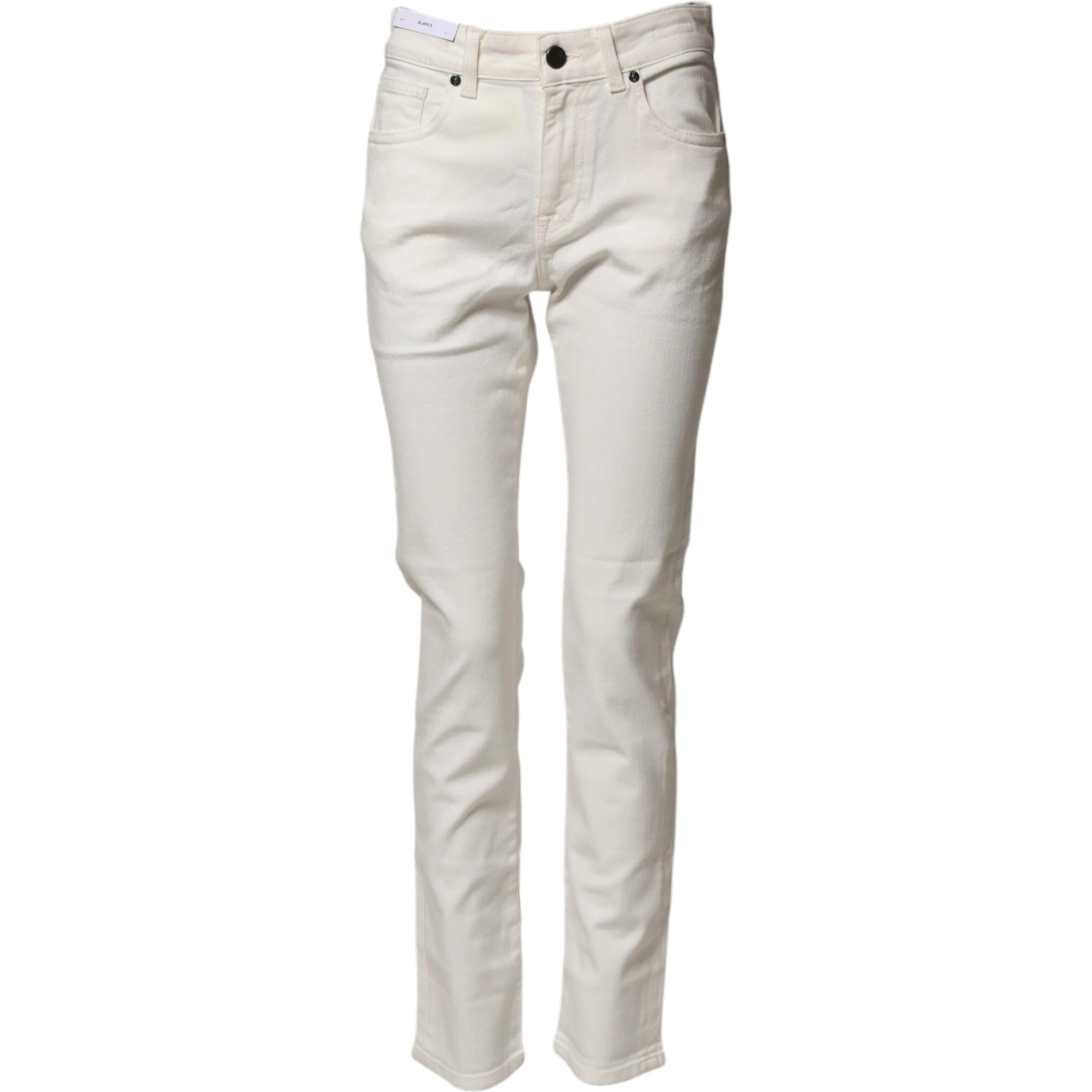 White Cotton Mid Waist Skinny Denim Trouser Jeans