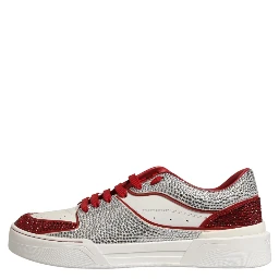 White Red Rhinestone Embellished Men Sneakers Shoes