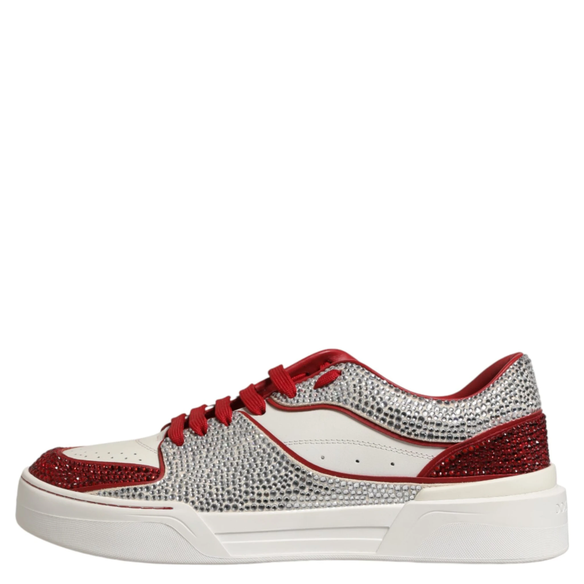White Red Rhinestone Embellished Men Sneakers Shoes