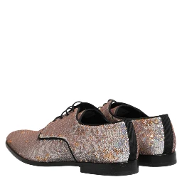 Silver Sequined Lace Up Men Derby Dress Shoes