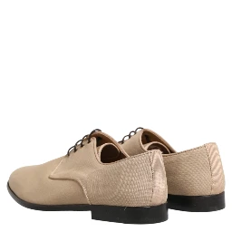 Beige Canvas Derby Lace Up Dress Men Shoes