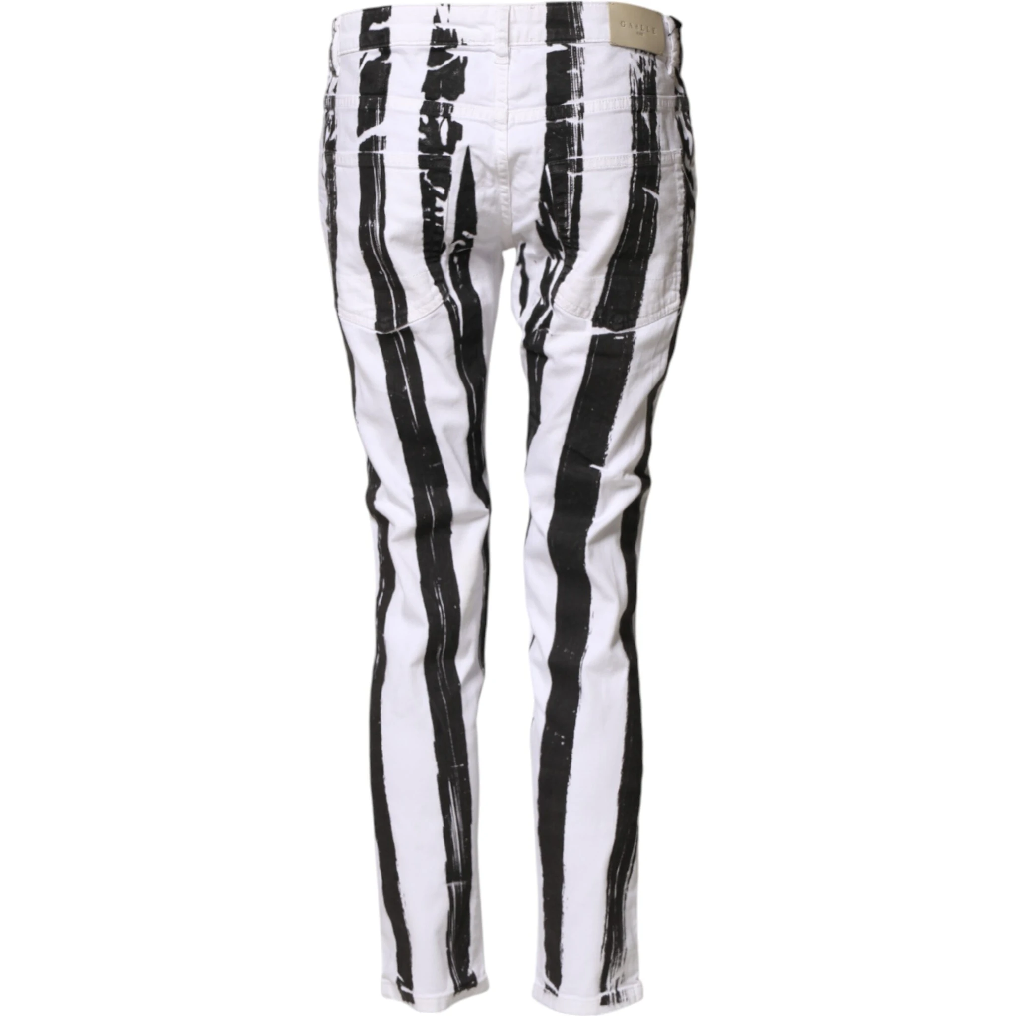 Black White Stripes Mid Waist Cropped Capri Jeans