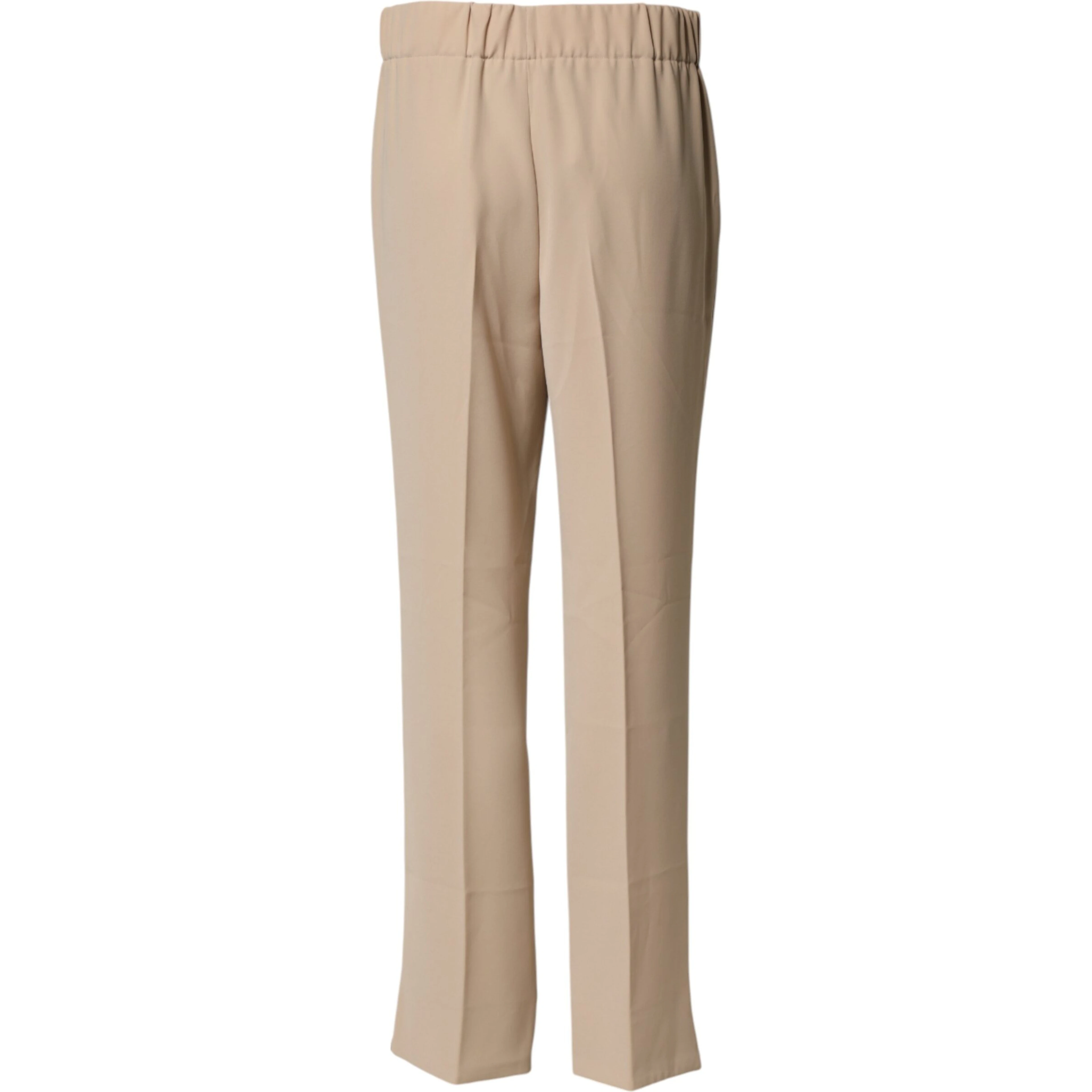 Beige High Waist Straight Chino Trouser Pants