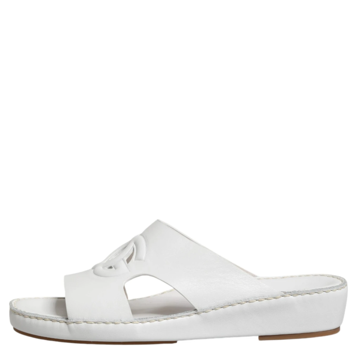 White DG Cutout Slides Slippers Flats Shoes