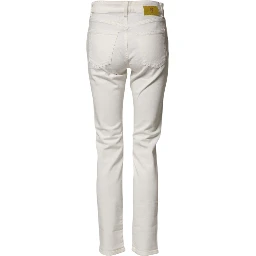 White Cotton Mid Waist Skinny Denim Trouser Jeans