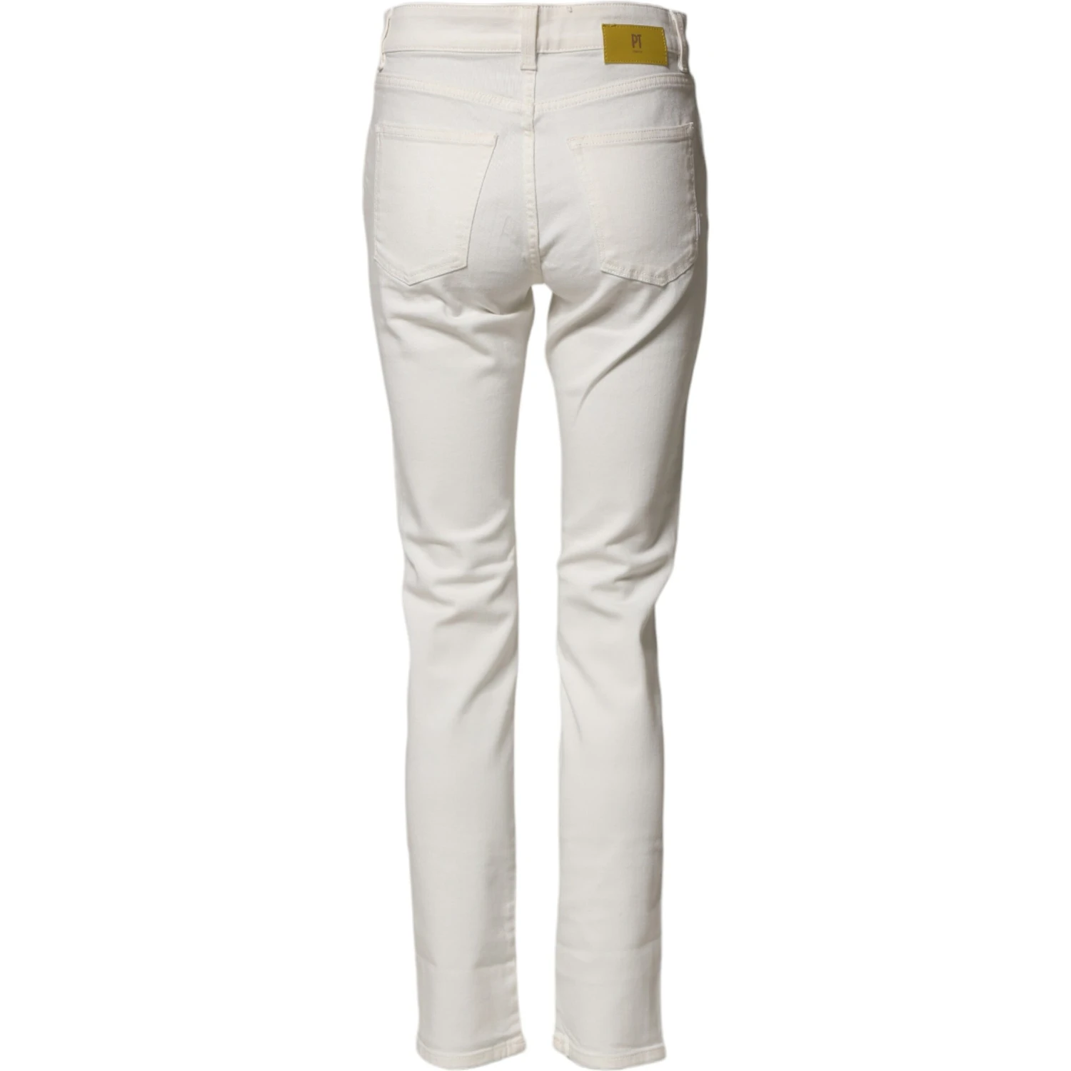 White Cotton Mid Waist Skinny Denim Trouser Jeans