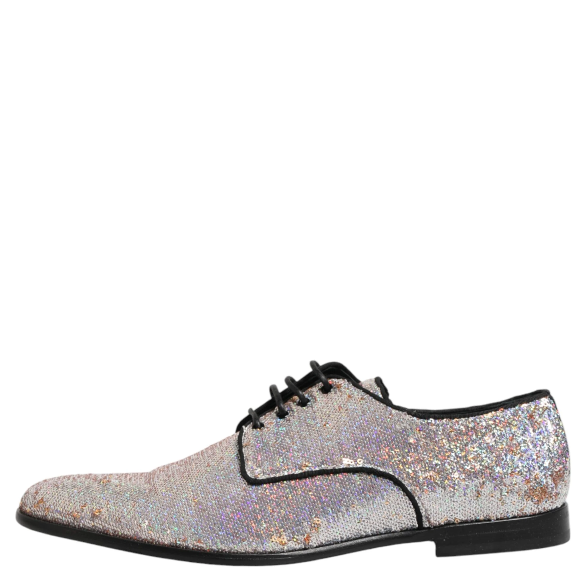 Silver Sequined Lace Up Men Derby Dress Shoes