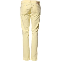 Yellow Cotton Low Waist Slim Fit Skinny Denim Casual Jeans