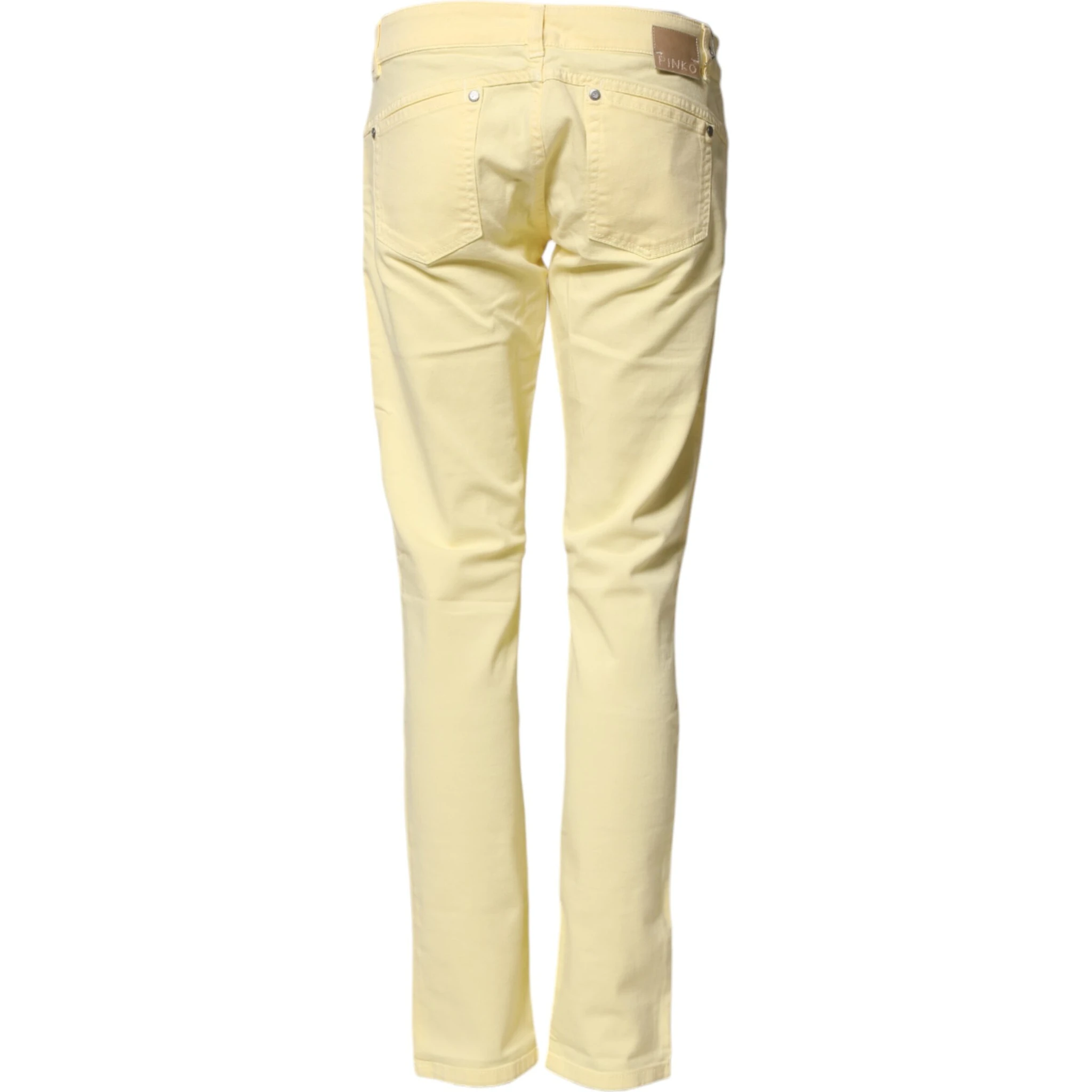 Yellow Cotton Low Waist Slim Fit Skinny Denim Casual Jeans