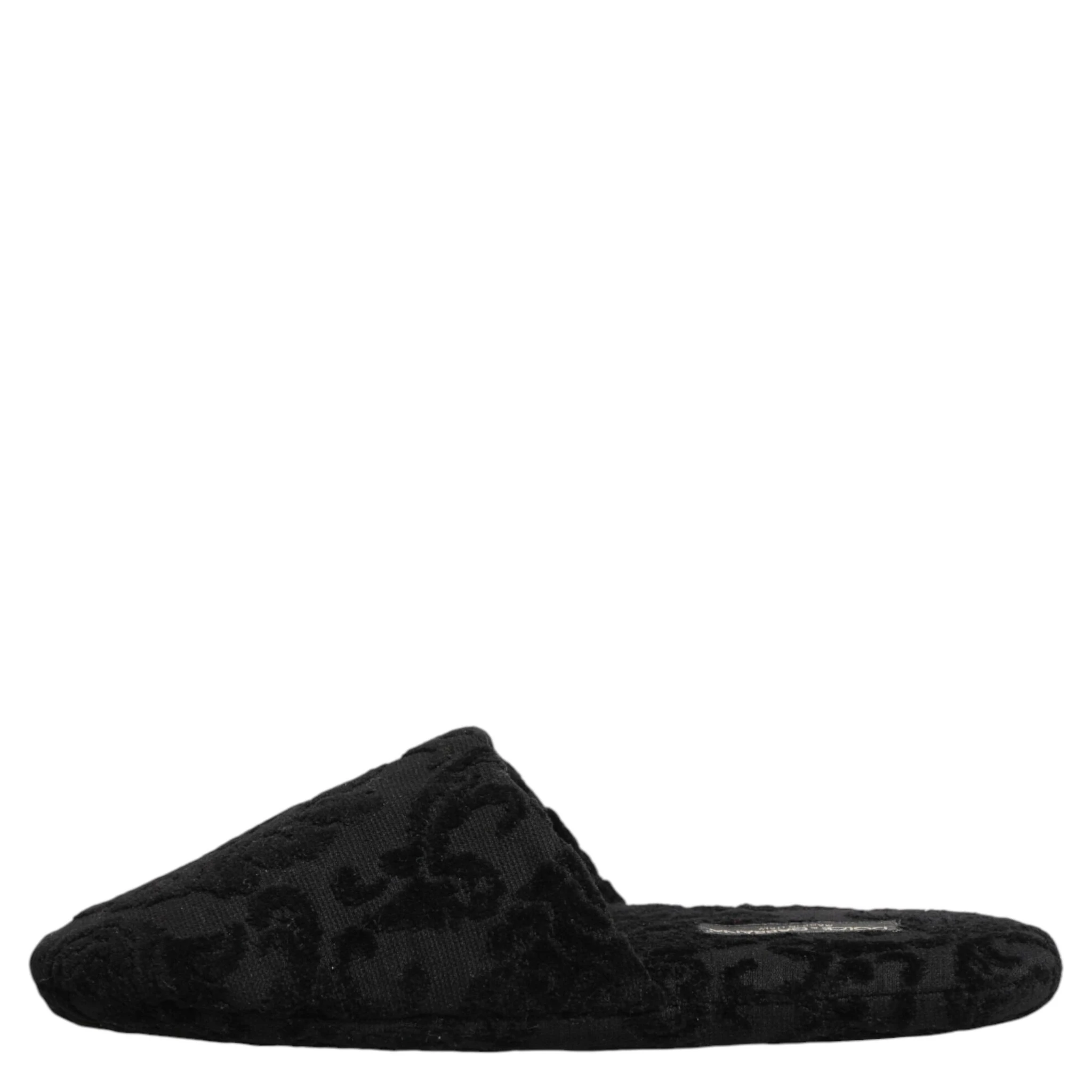 Black Logo Embroidered Slippers Flats Shoes