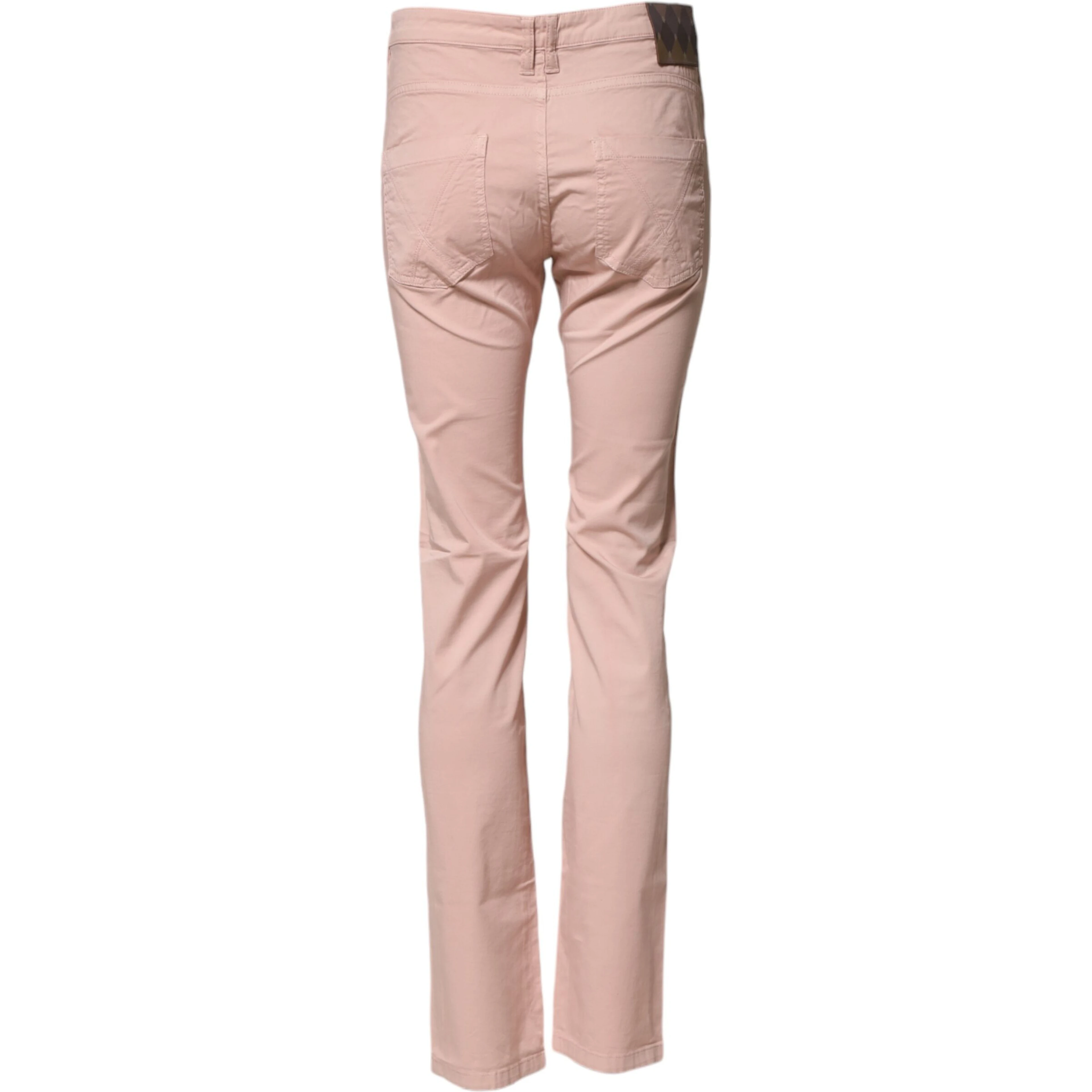 Light Pink Cotton Mid Waist Skinny Fit Denim Jeans