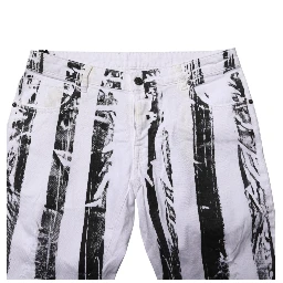 Black White Stripes Mid Waist Cropped Capri Jeans