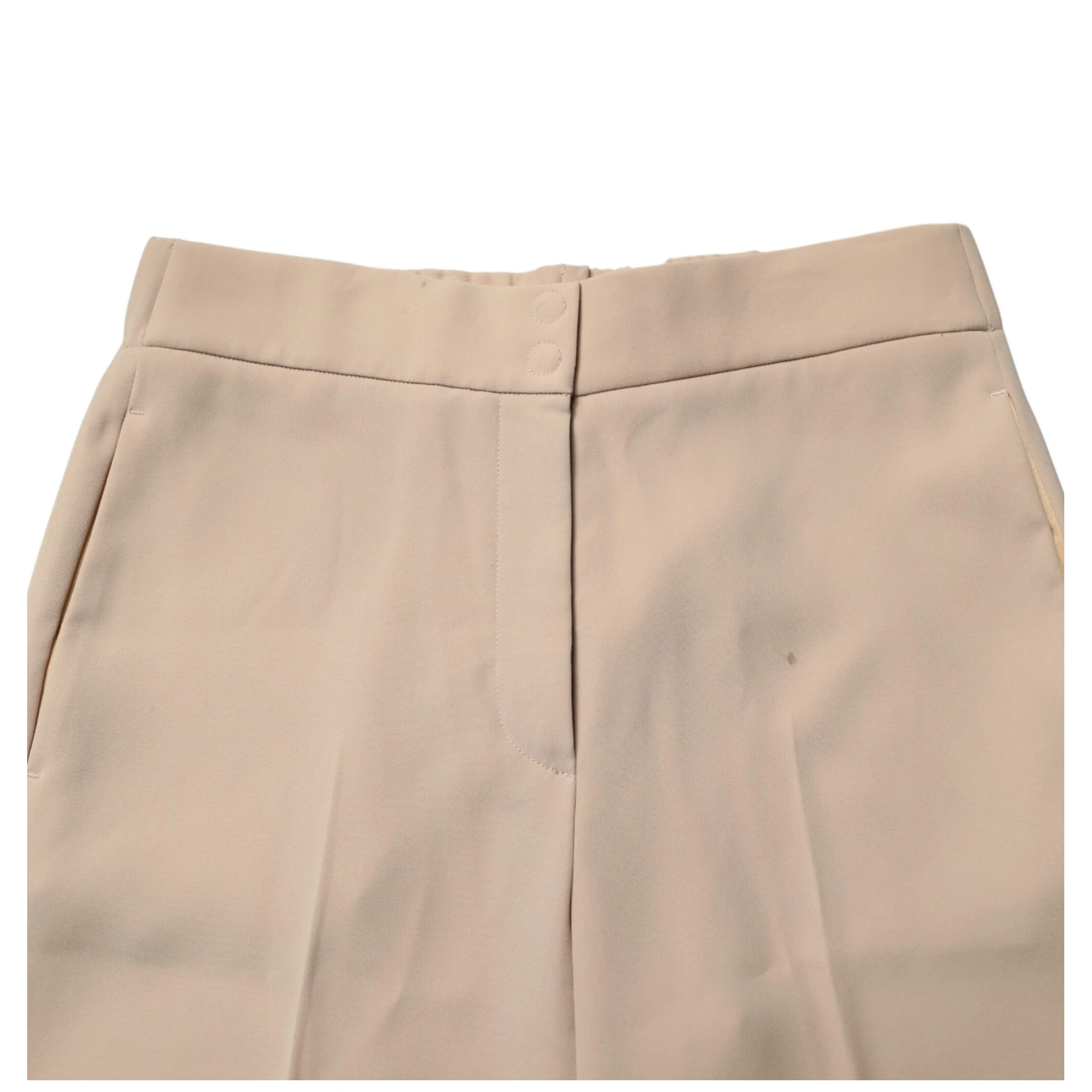 Beige High Waist Straight Chino Trouser Pants