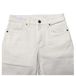 White Cotton Mid Waist Skinny Denim Trouser Jeans