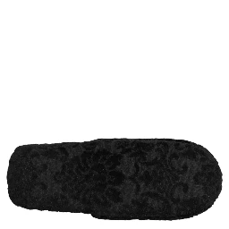 Black Logo Embroidered Slippers Flats Shoes