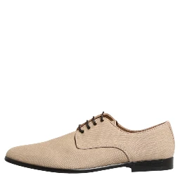 Beige Canvas Derby Lace Up Dress Men Shoes