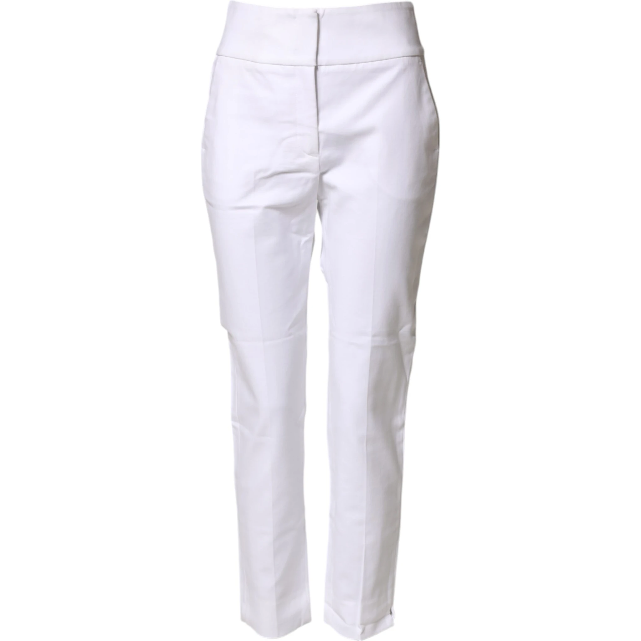 White High Waist Tapered Fit Chino Trouser Pants