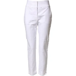 White High Waist Tapered Fit Chino Trouser Pants