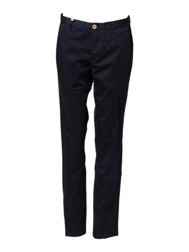 Navy Blue Straight Chino Mid Waist Pants