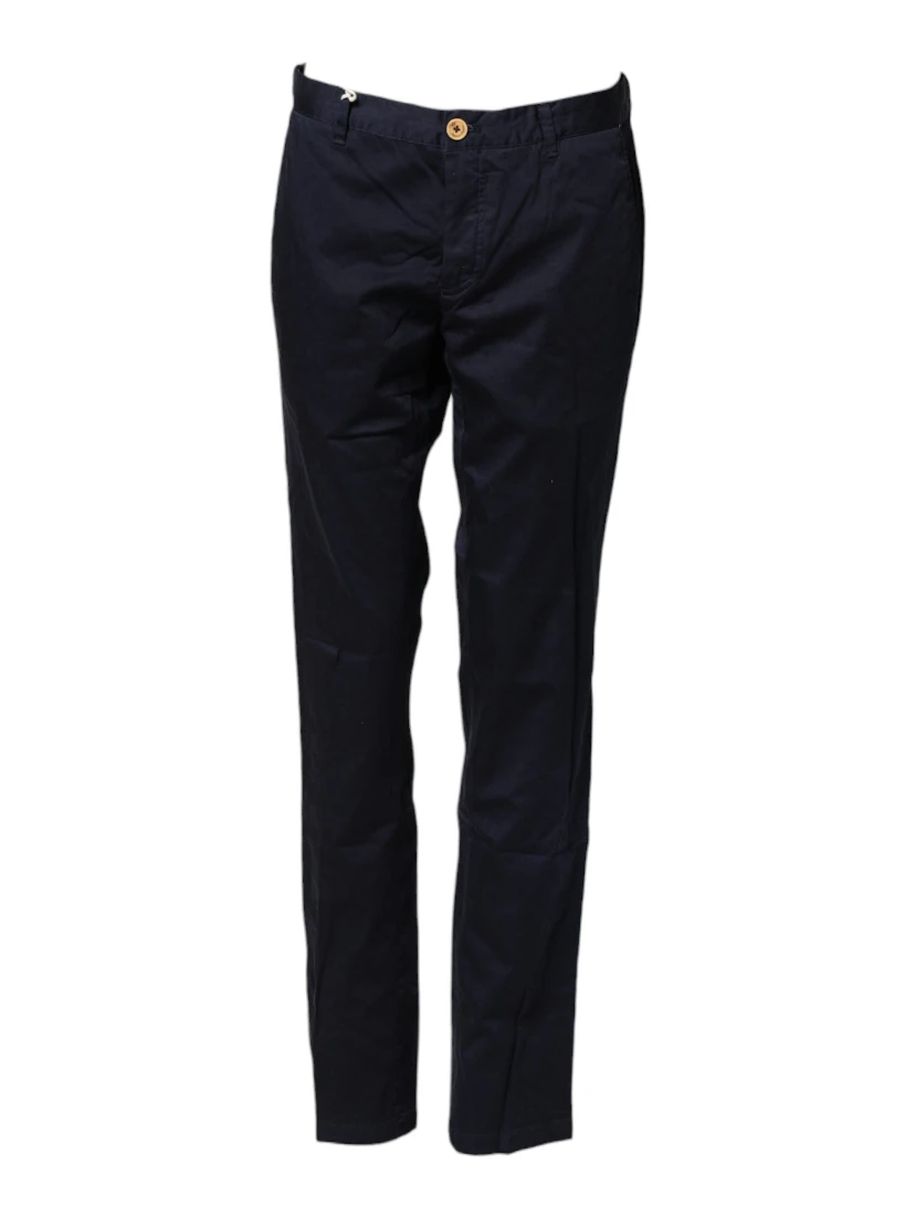 Navy Blue Straight Chino Mid Waist Pants
