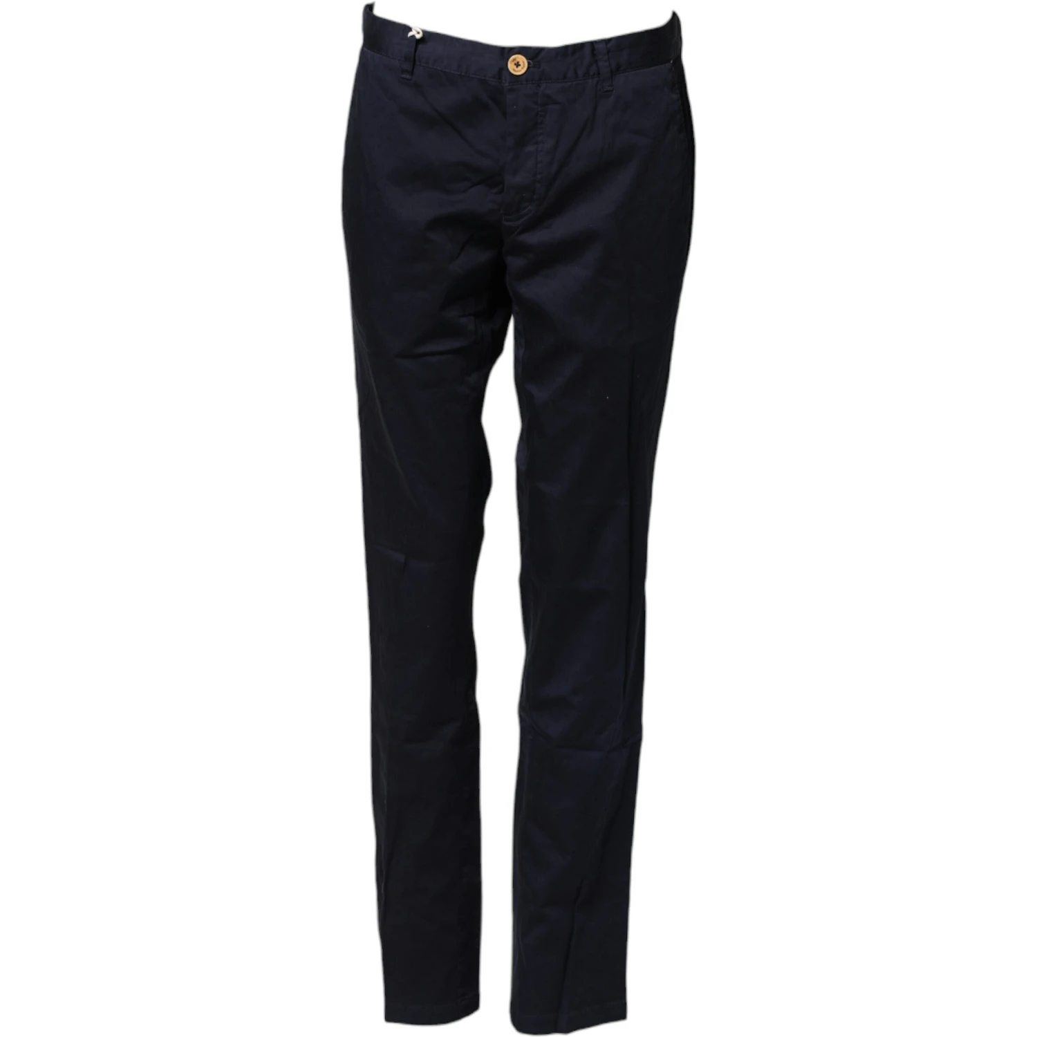 Navy Blue Straight Chino Mid Waist Pants