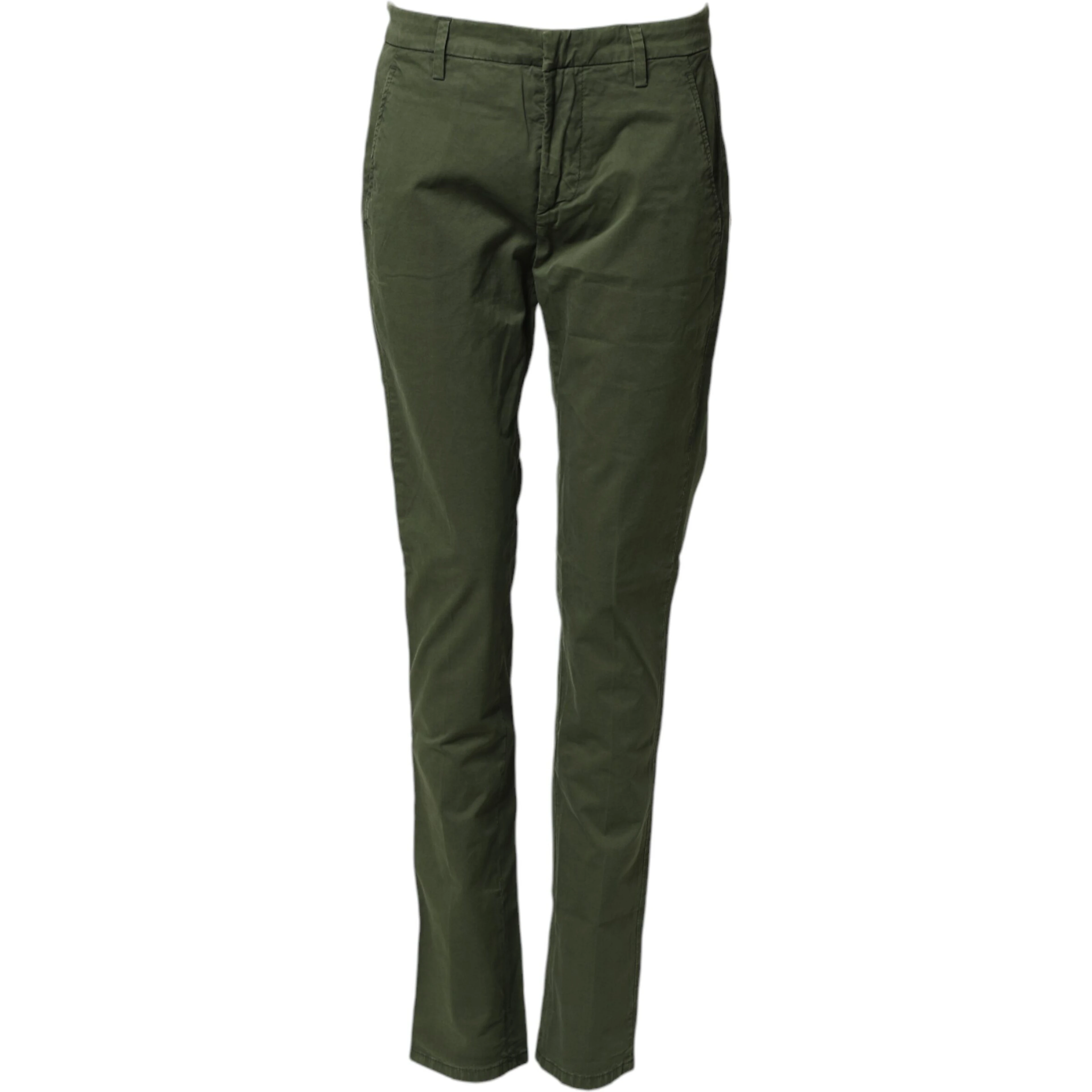 Dark Green Cotton Stretch Skinny Chino Trouser Pants