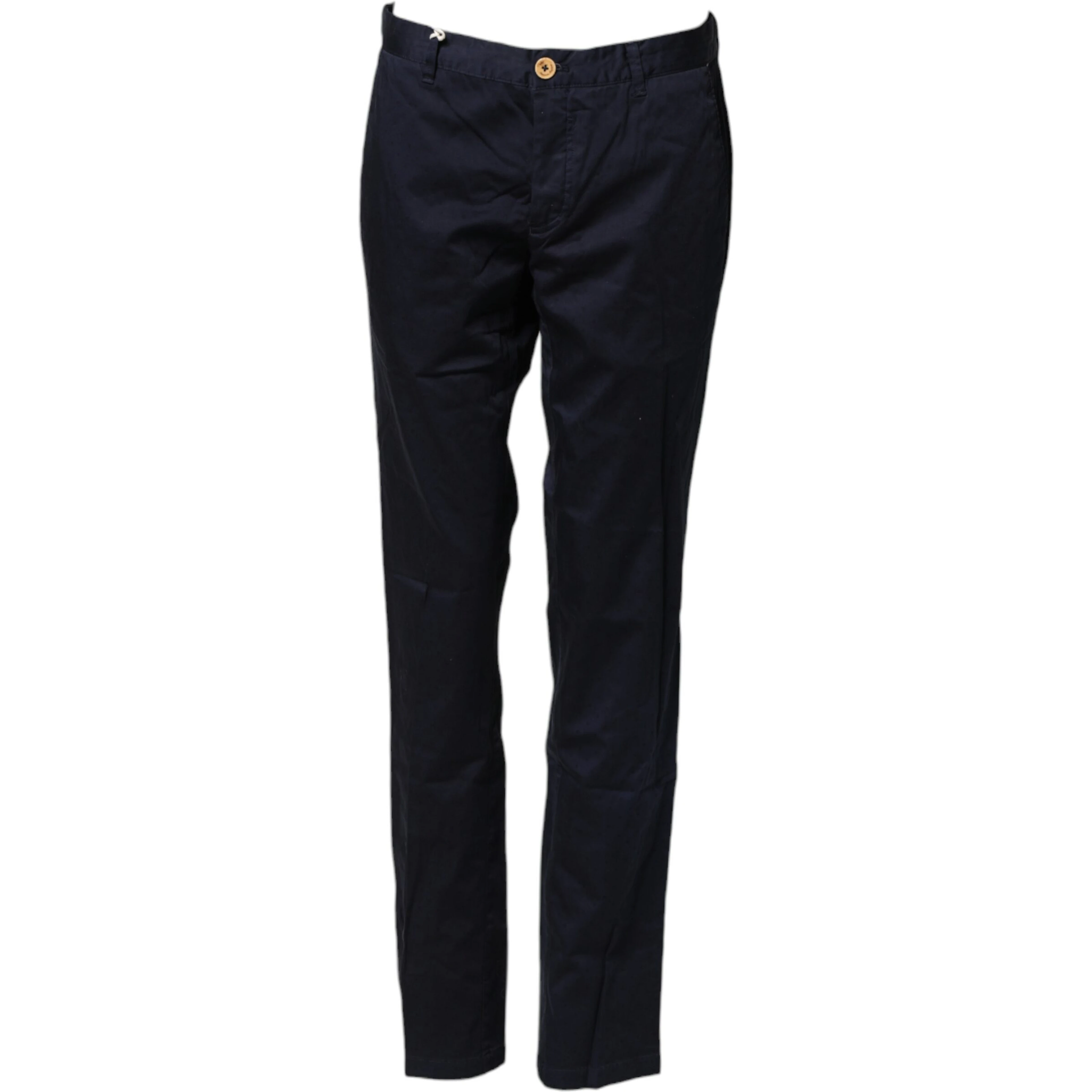 Navy Blue Straight Chino Mid Waist Pants