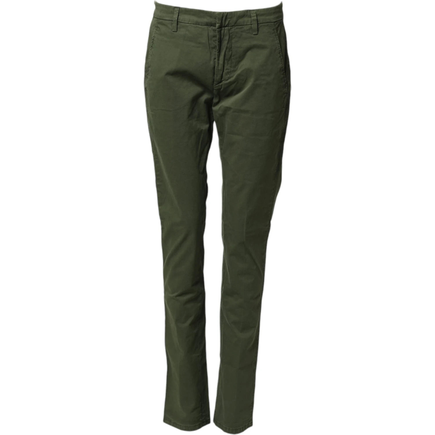 Dark Green Cotton Stretch Skinny Chino Trouser Pants