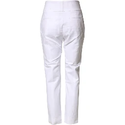 White High Waist Tapered Fit Chino Trouser Pants