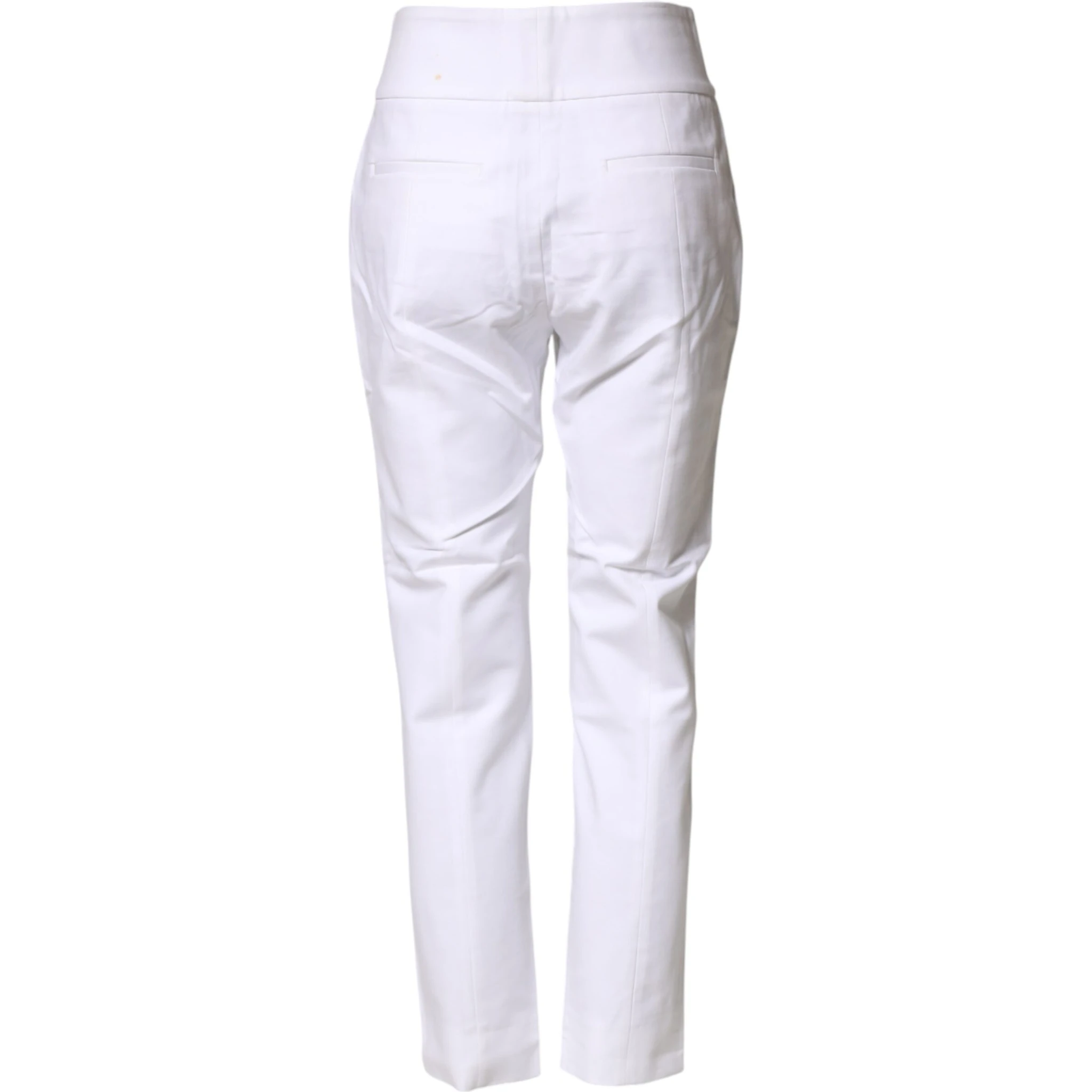 White High Waist Tapered Fit Chino Trouser Pants