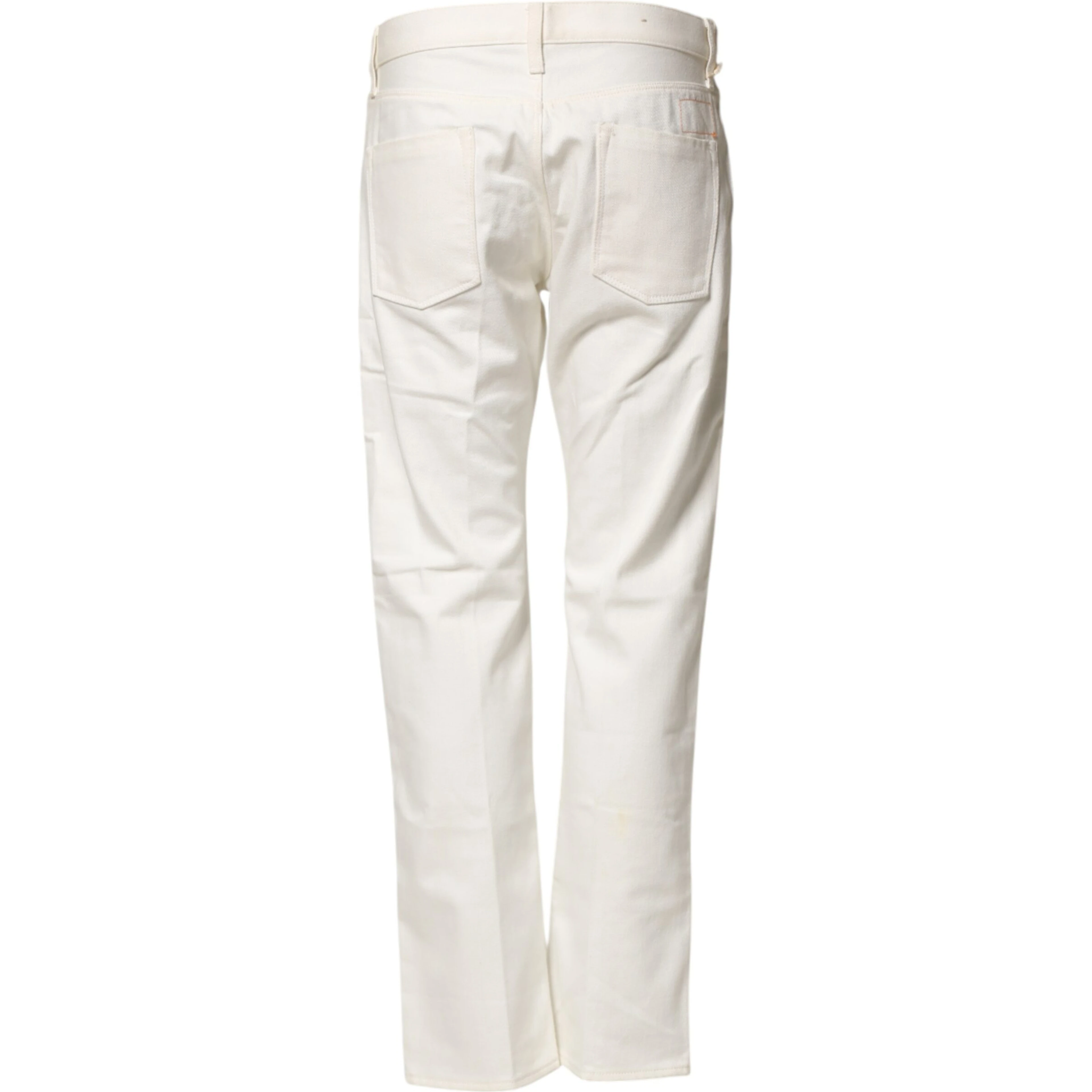 White Cotton Straight Denim Mid Waist Trouser Jeans