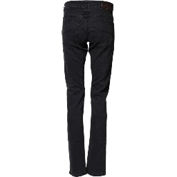 Black Cotton Straight Fit Women Denim Trouser Jeans