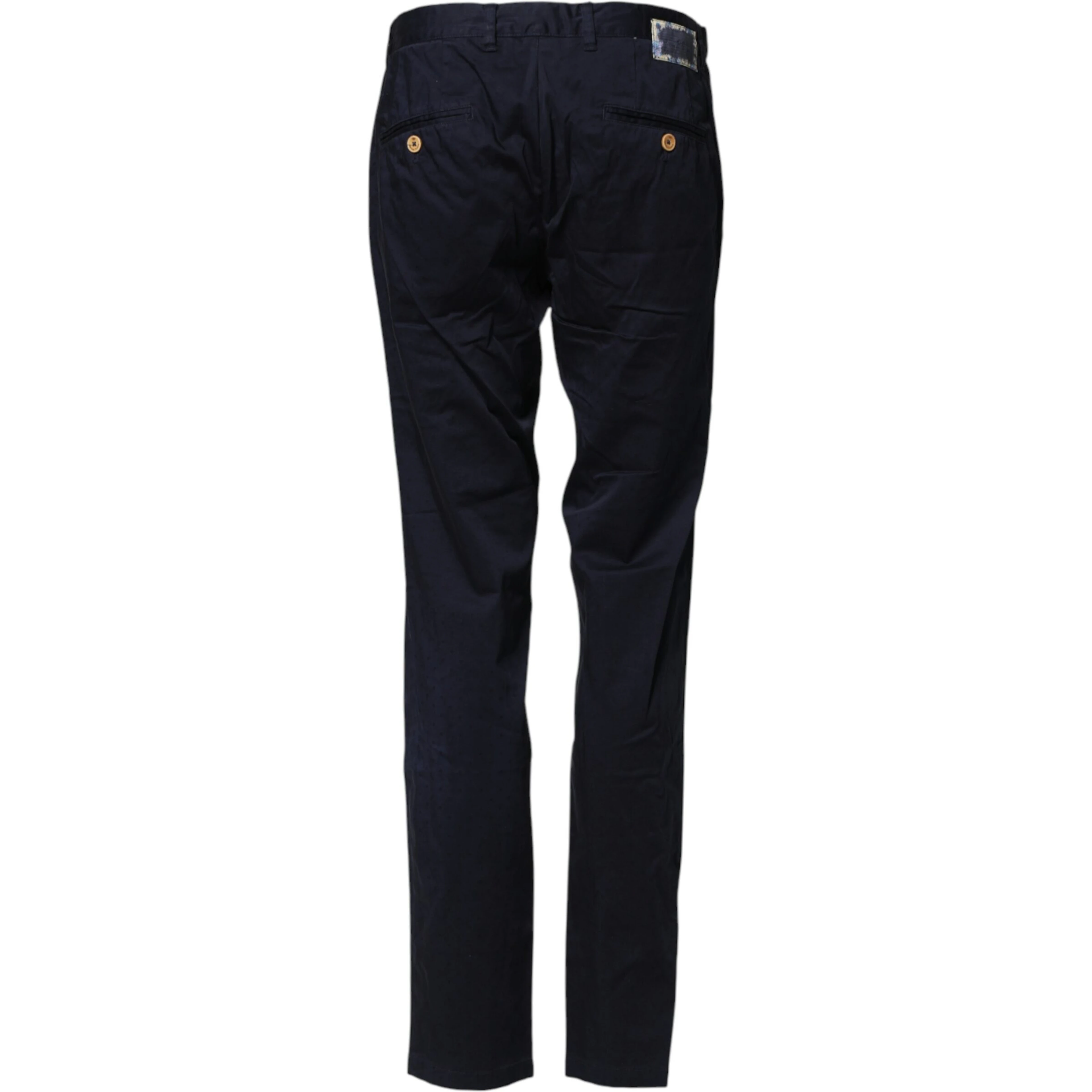 Navy Blue Straight Chino Mid Waist Pants