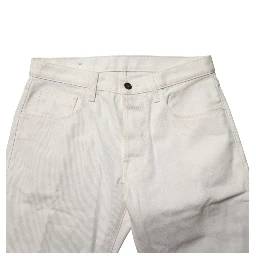 White Cotton Straight Denim Mid Waist Trouser Jeans
