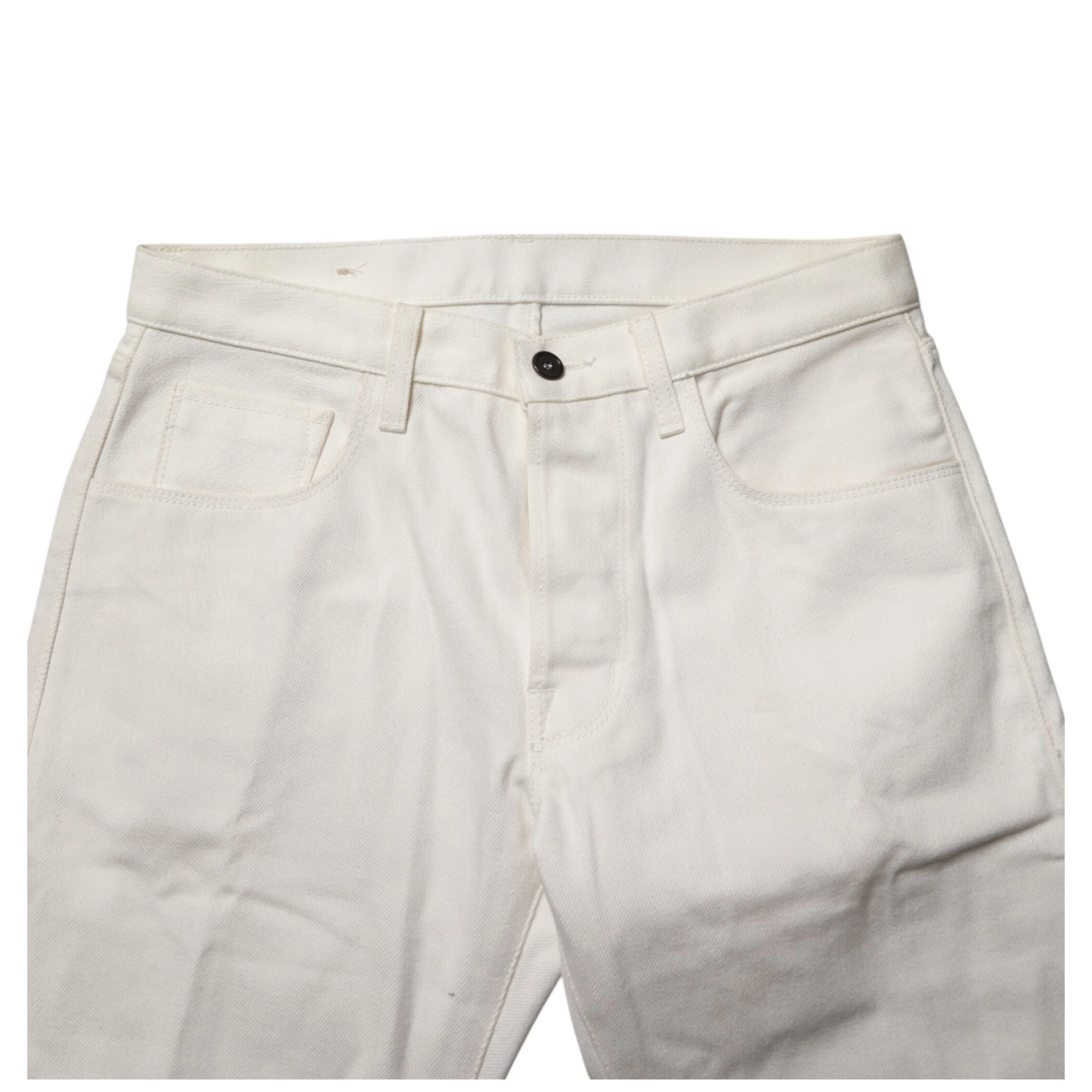 White Cotton Straight Denim Mid Waist Trouser Jeans