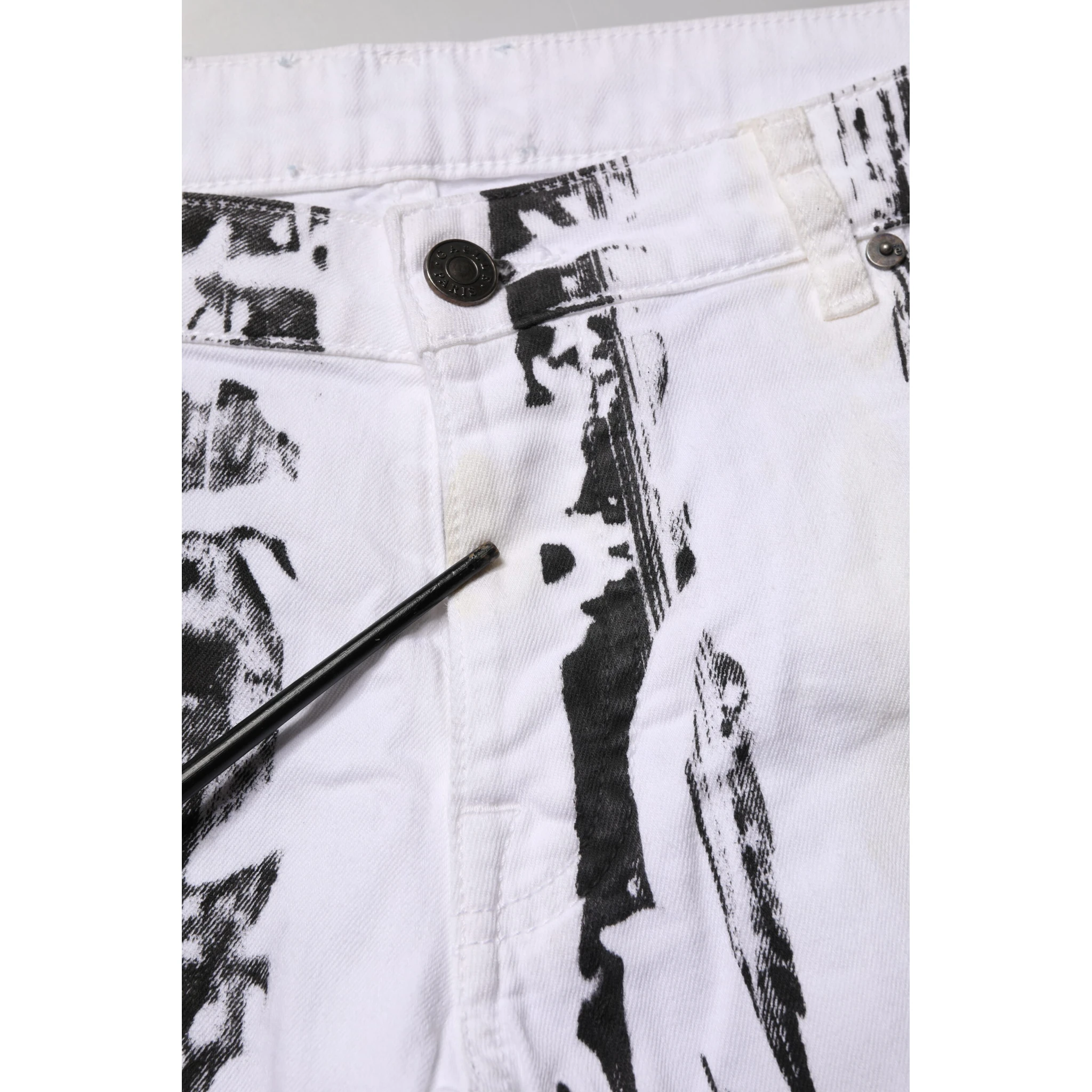 Black White Stripes Mid Waist Cropped Capri Jeans