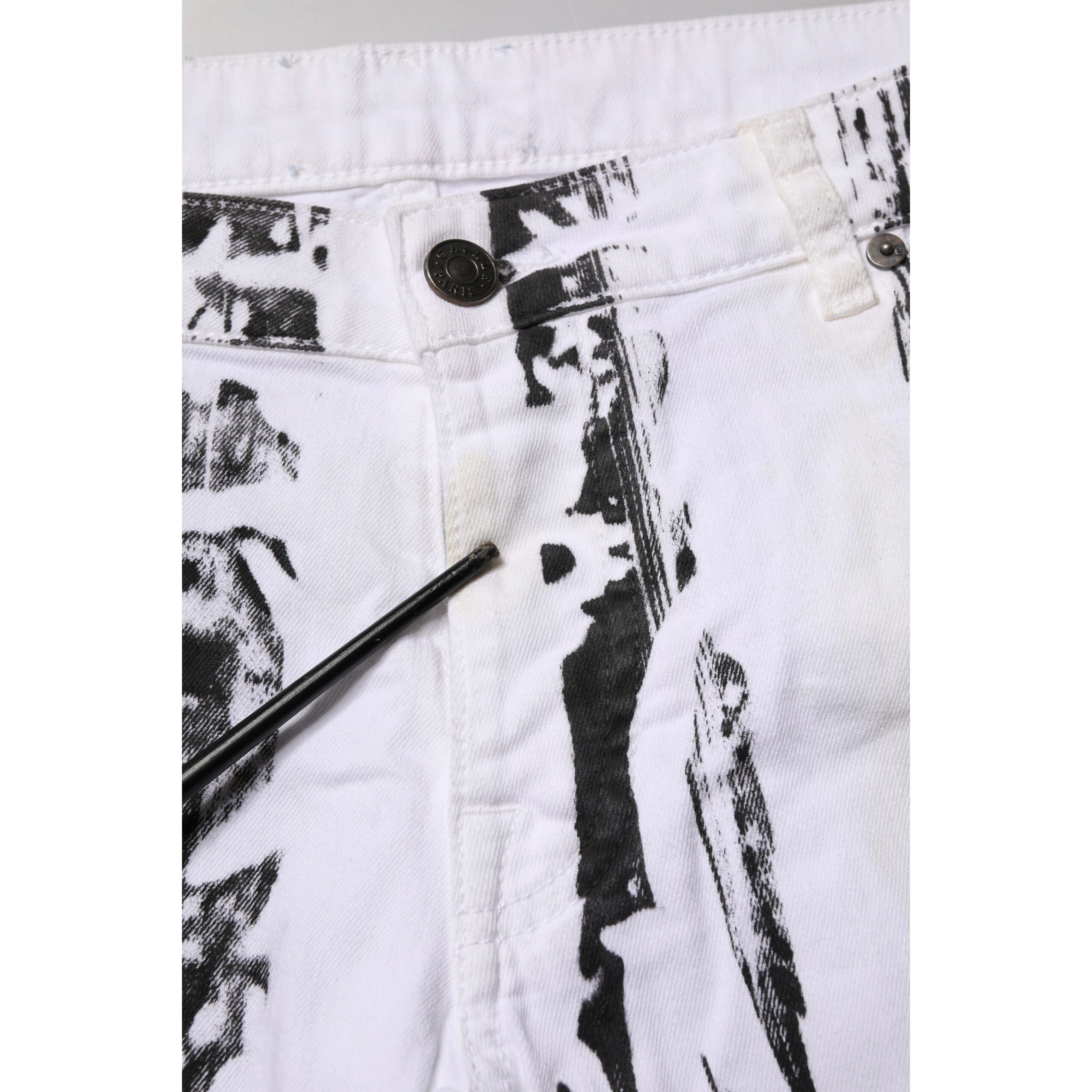 Black White Stripes Mid Waist Cropped Capri Jeans