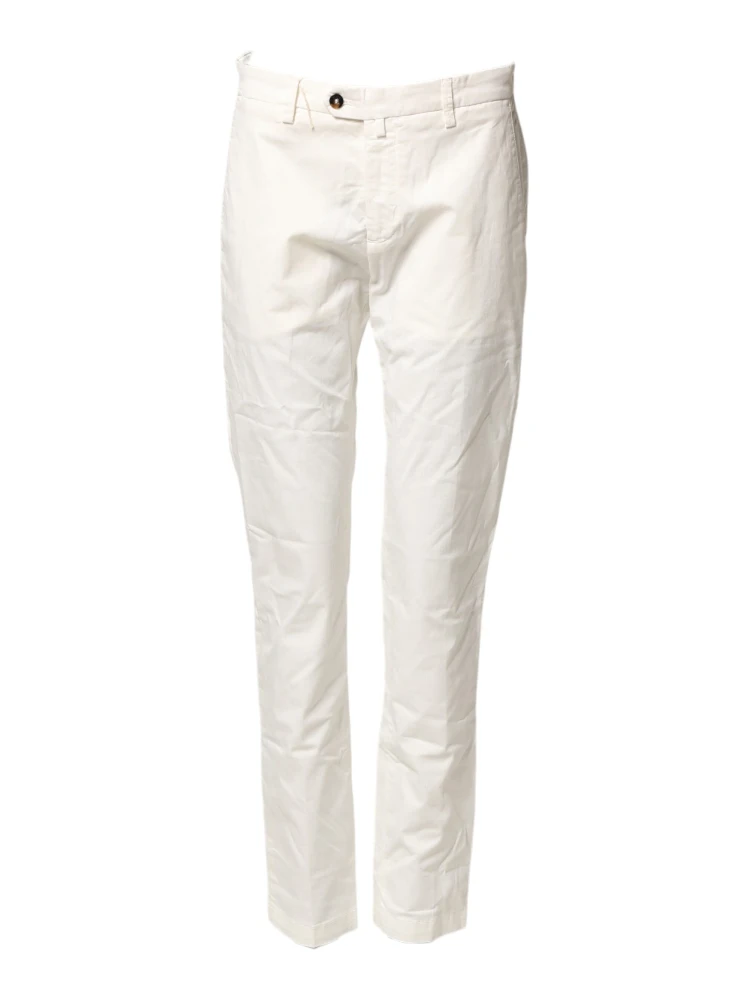 White Cotton Straight Fit Chino Trouser Pants