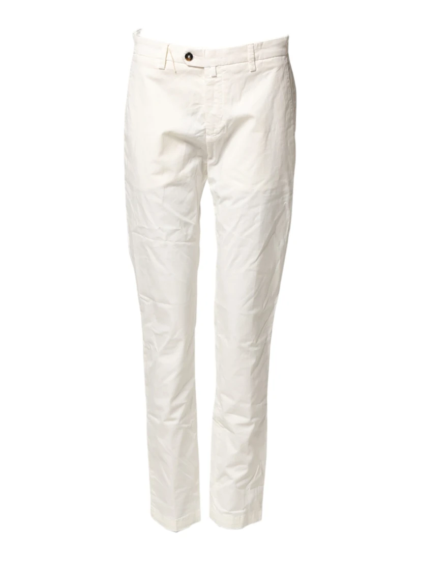 White Cotton Straight Fit Chino Trouser Pants