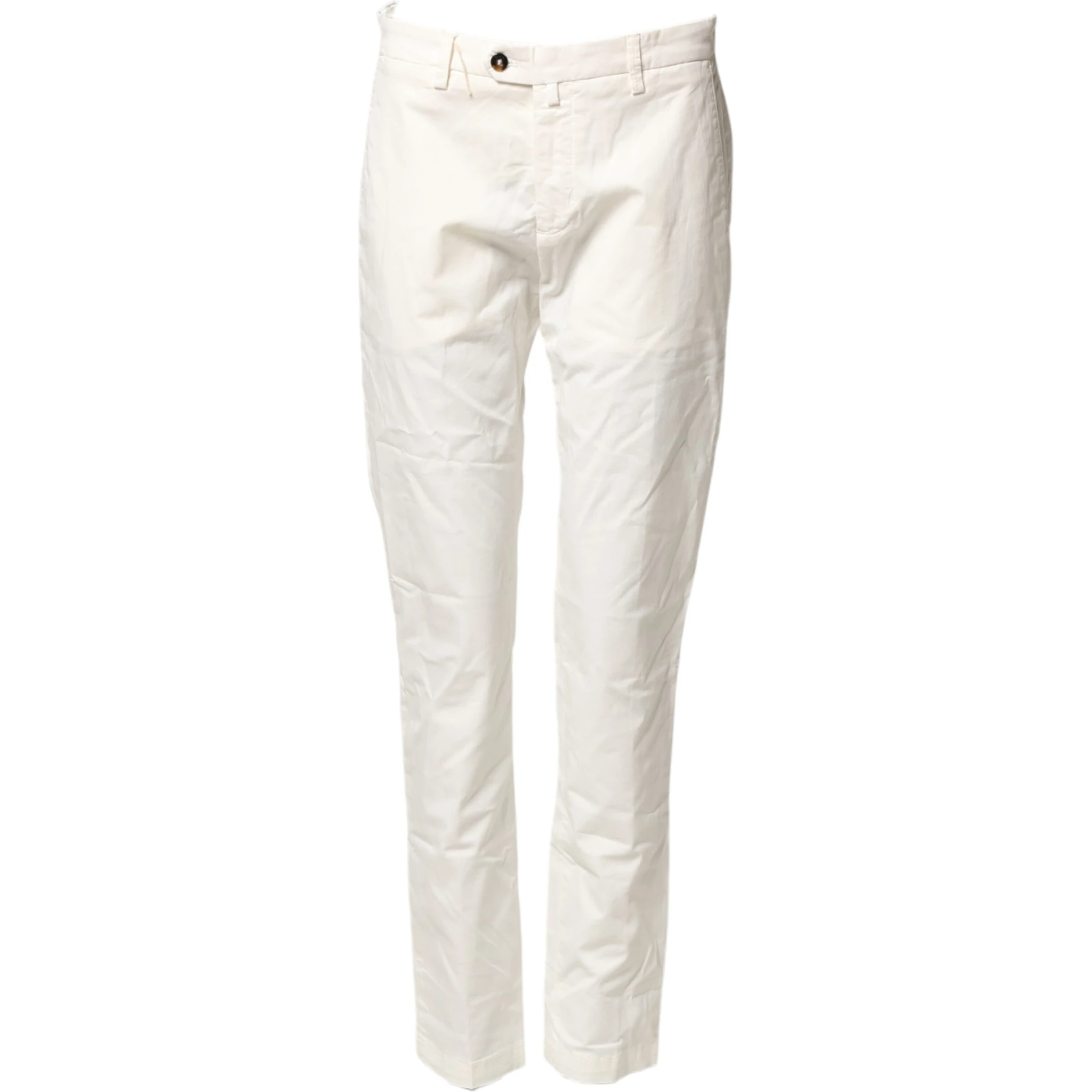 White Cotton Straight Fit Chino Trouser Pants