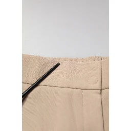 Beige High Waist Straight Chino Trouser Pants