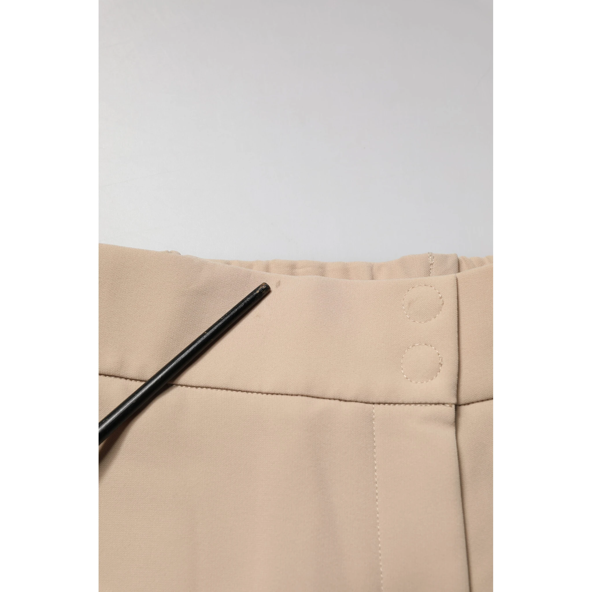 Beige High Waist Straight Chino Trouser Pants