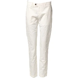 White Cotton Straight Fit Chino Trouser Pants