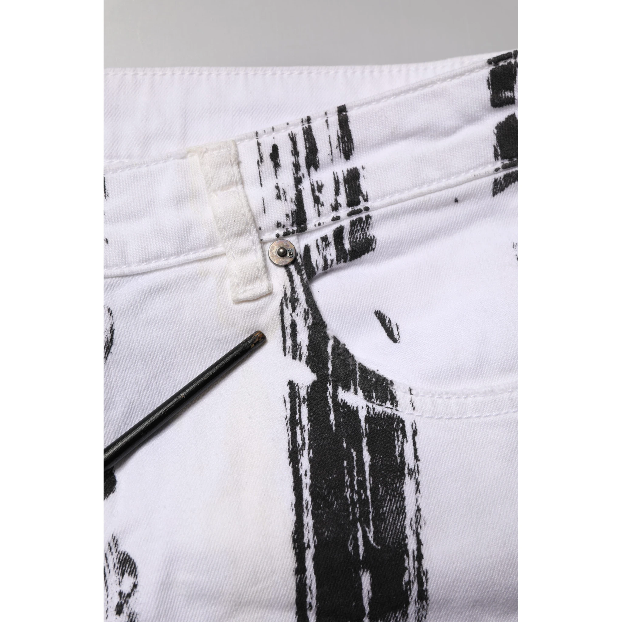 Black White Stripes Mid Waist Cropped Capri Jeans
