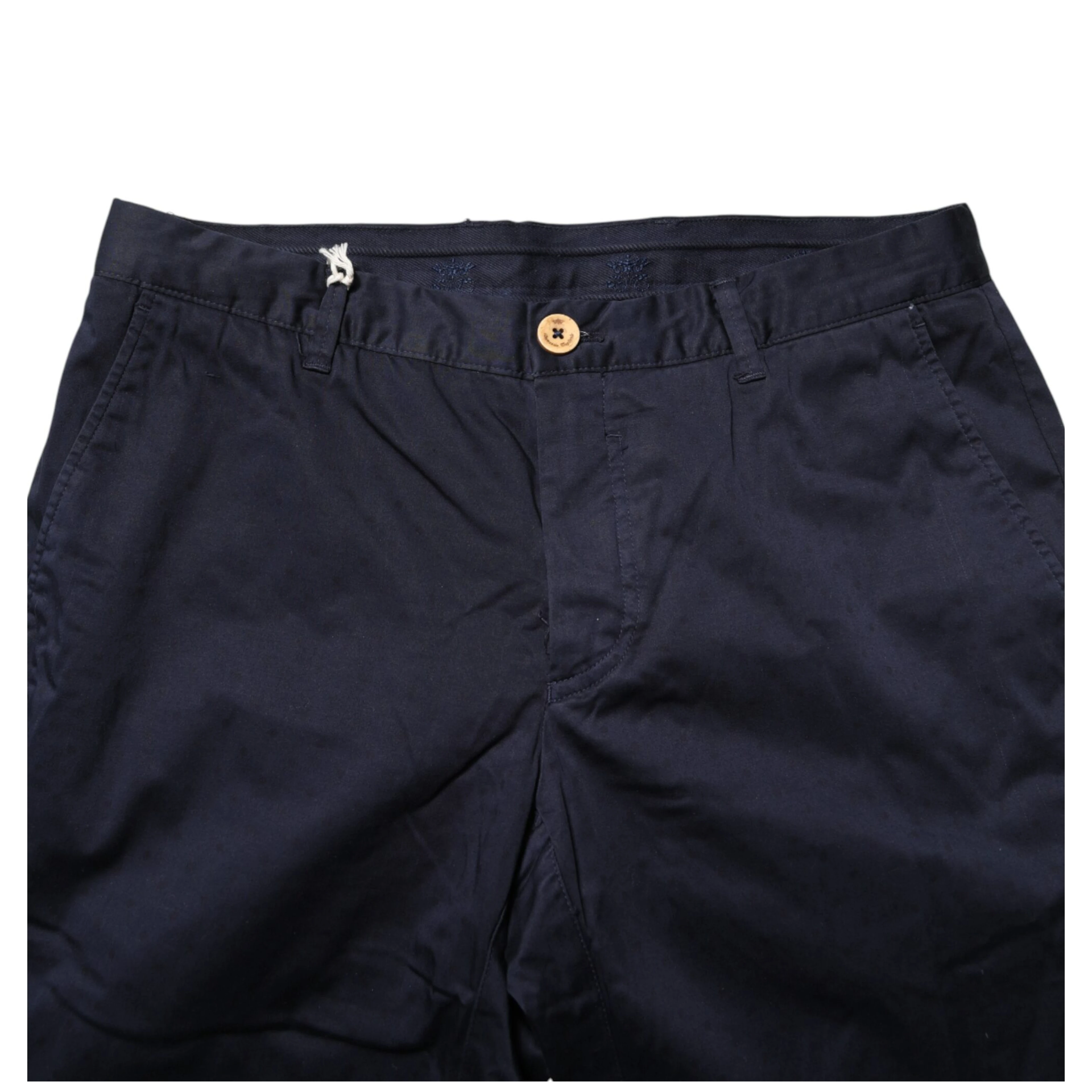 Navy Blue Straight Chino Mid Waist Pants