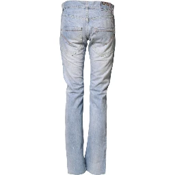 Light Blue Cotton Stretch Straight Denim Trouser Jeans