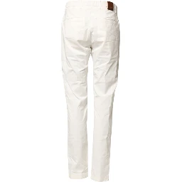 White Cotton Straight Fit Chino Trouser Pants