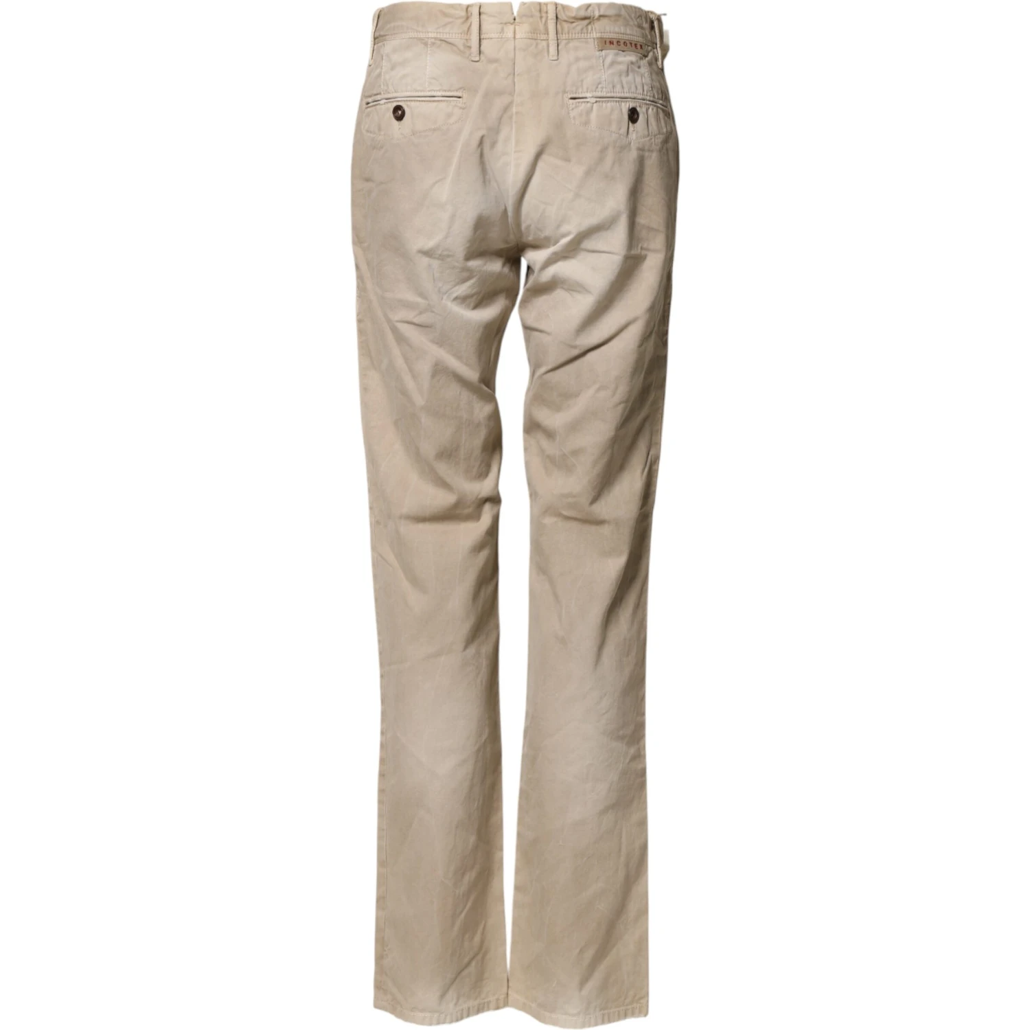 Beige Mid Waist Straight Women Casual Chino Trouser Pants