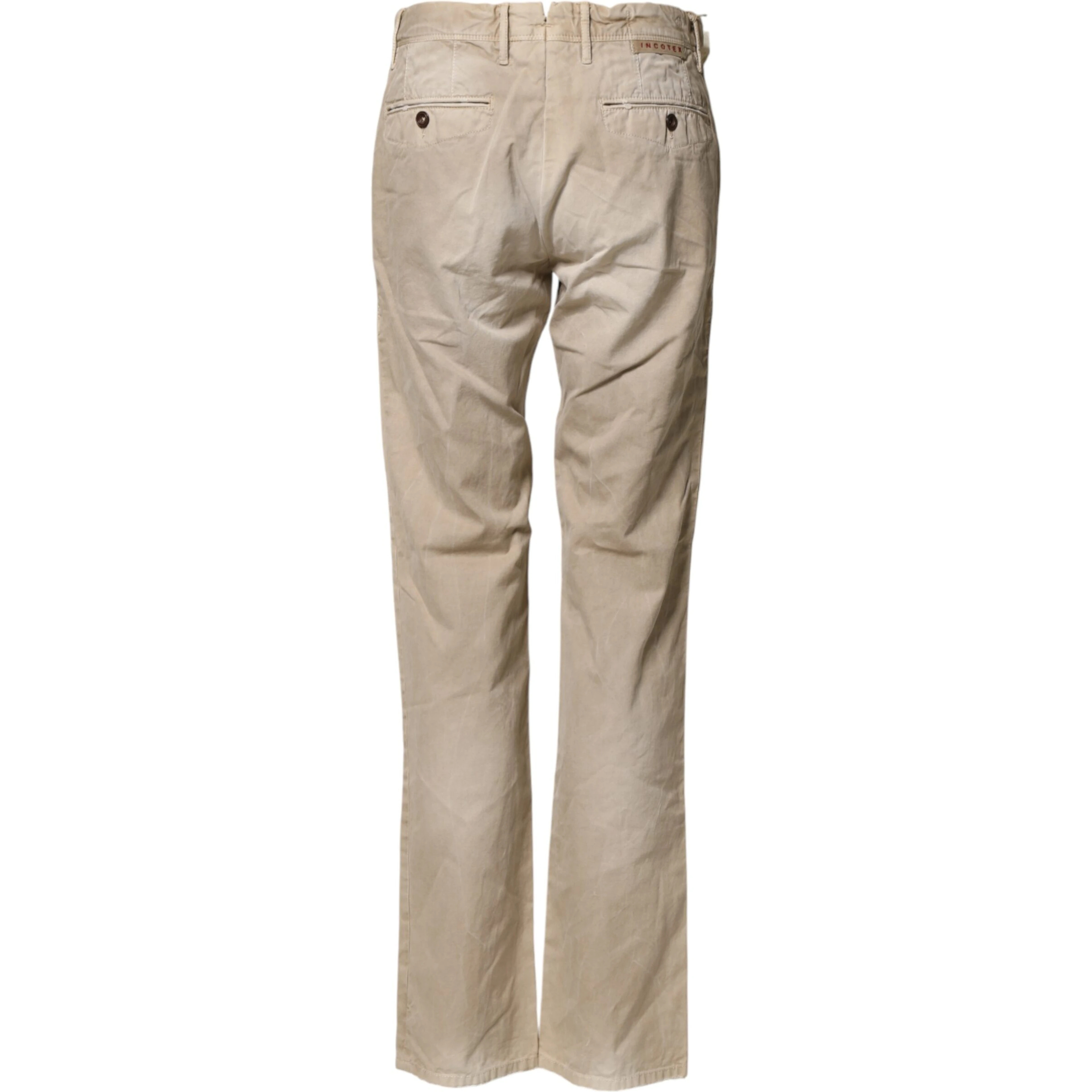Beige Mid Waist Straight Women Casual Chino Trouser Pants