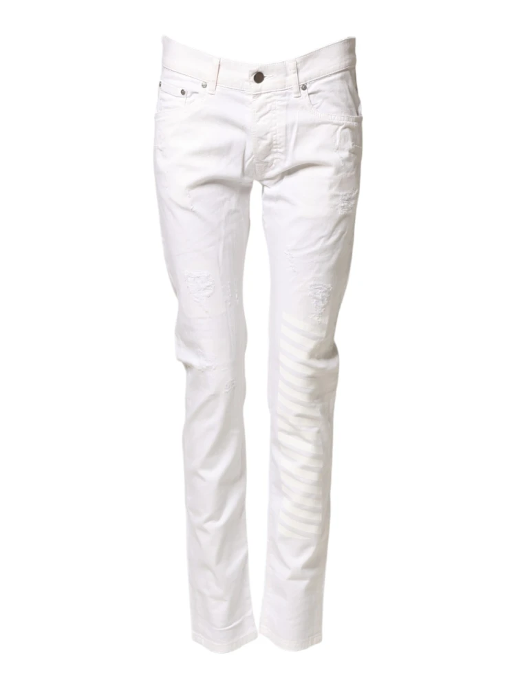 White Cotton Stretch Skinny Denim Jeans